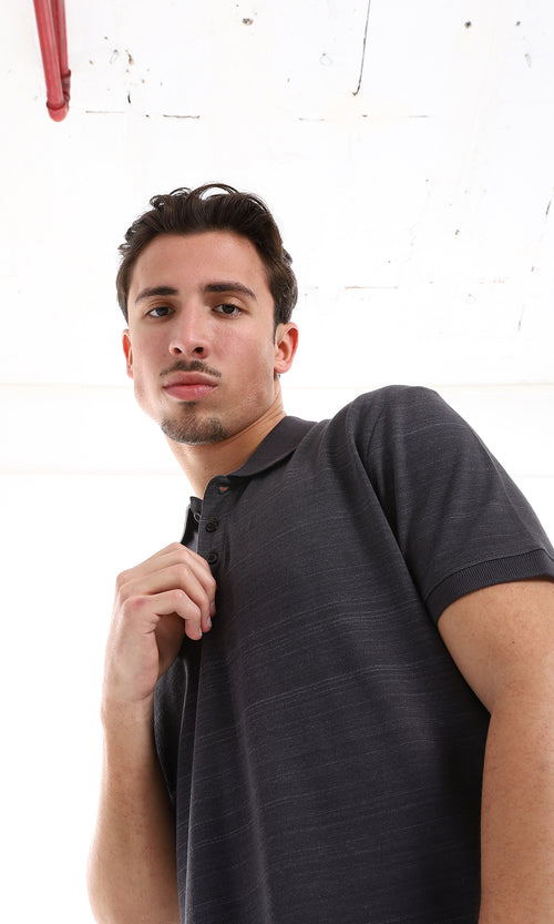 O164023 Heather Charcoal Half Sleeves Polo Shirt