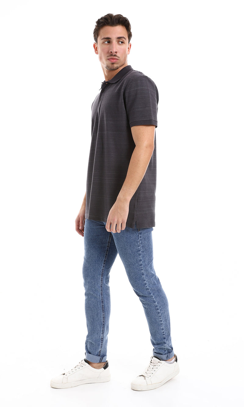 O164023 Heather Charcoal Half Sleeves Polo Shirt