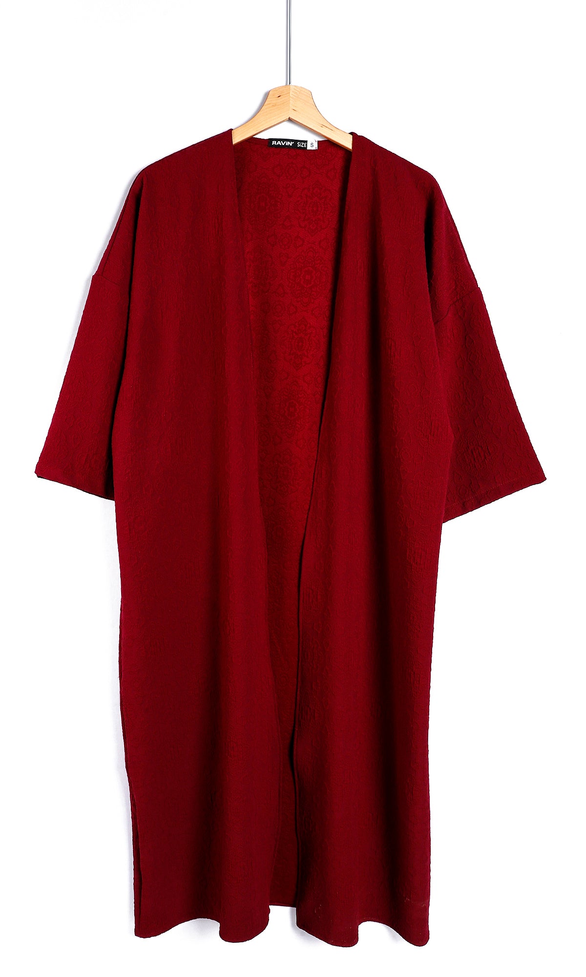 o164099-three-quarters-sleeves-self-patterned-long-cardigan-bloody-red-women-cardigan