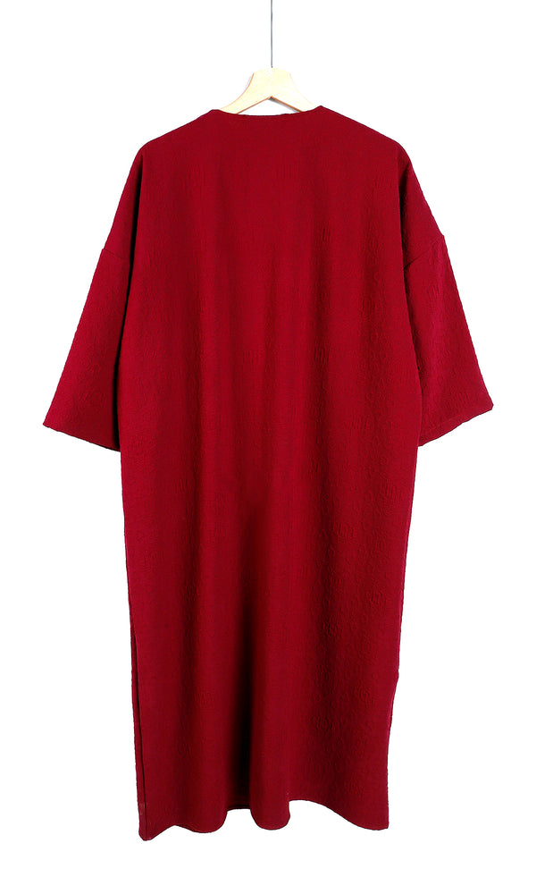 o164099-three-quarters-sleeves-self-patterned-long-cardigan-bloody-red-women-cardigan