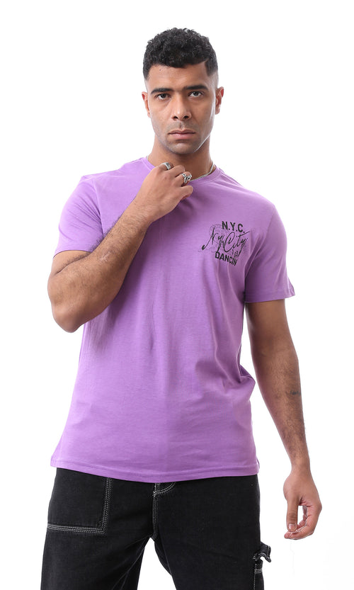 O164596 Printed Lightweight Purple Slip On Tee