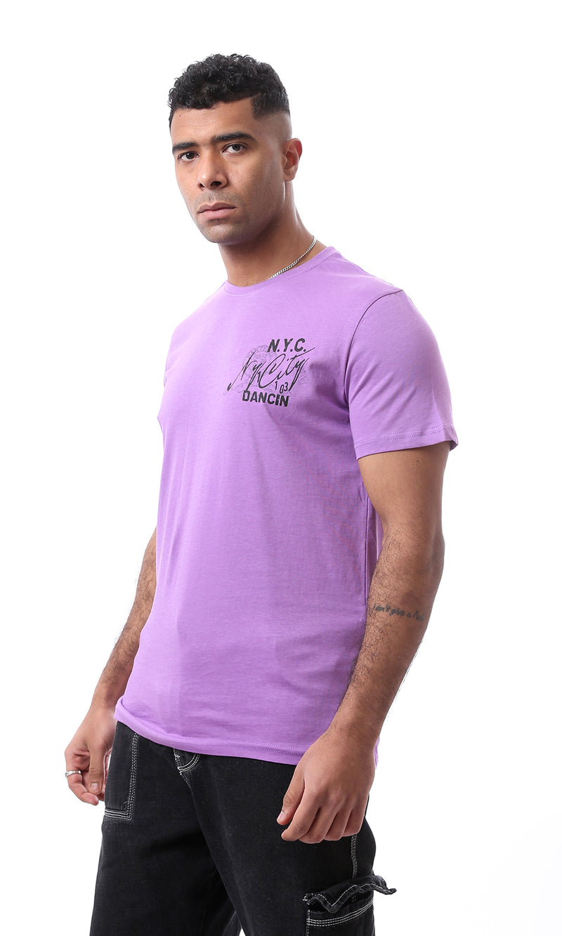 O164596 Printed Lightweight Purple Slip On Tee