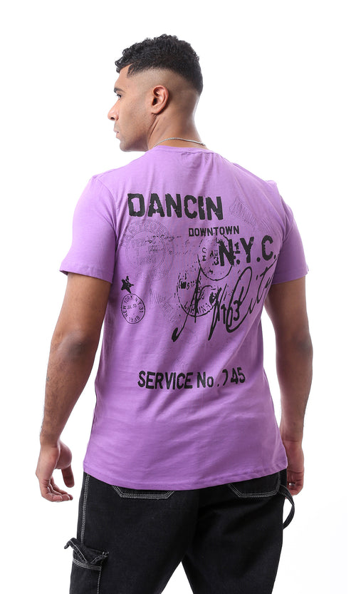 O164596 Printed Lightweight Purple Slip On Tee