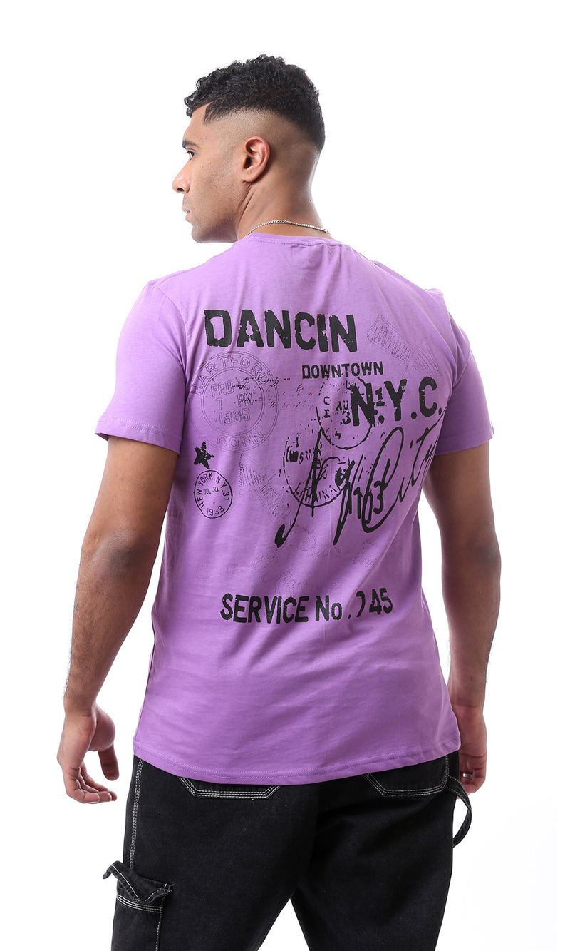 O164596 Printed Lightweight Purple Slip On Tee