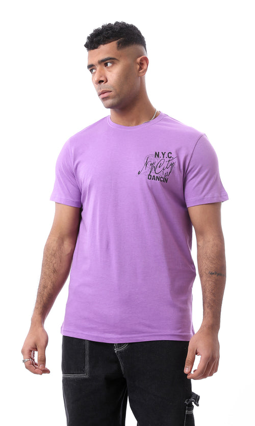 O164596 Printed Lightweight Purple Slip On Tee