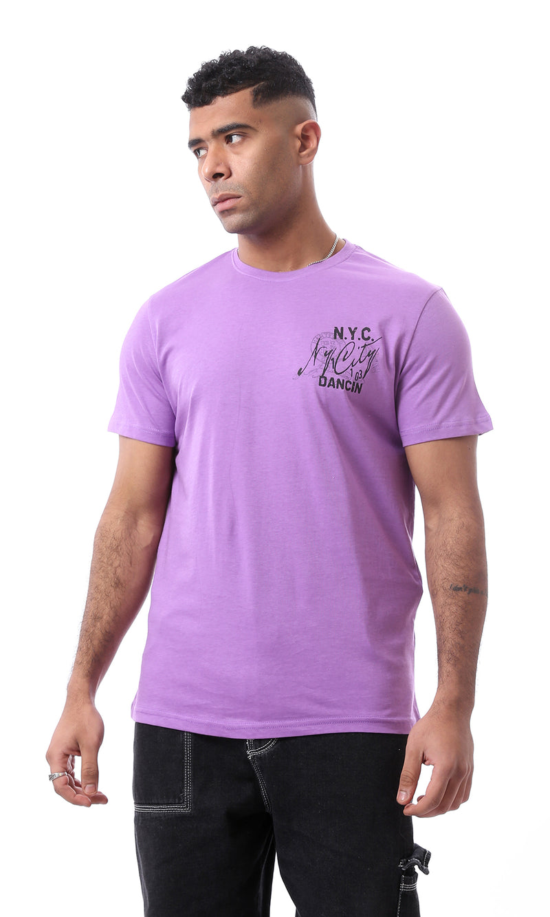 O164596 Printed Lightweight Purple Slip On Tee