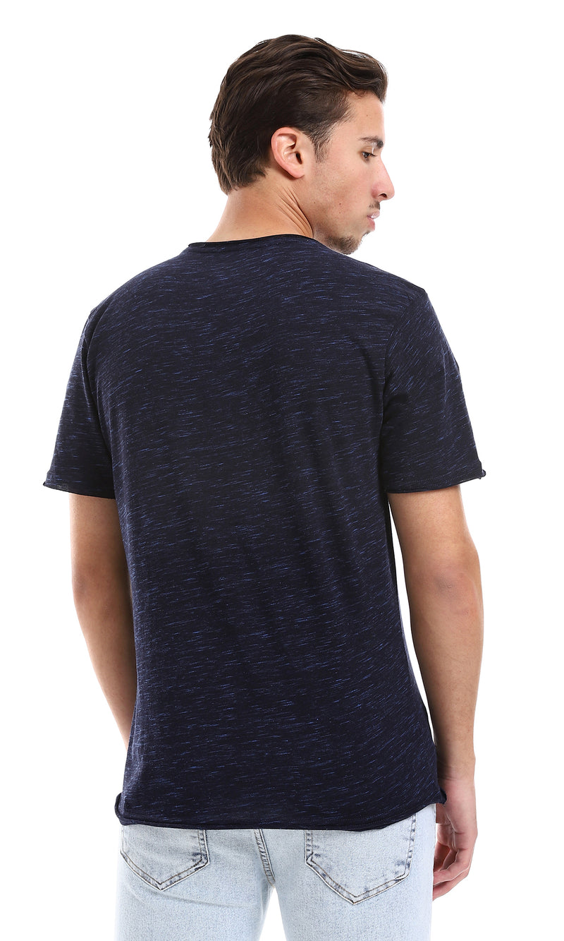 O164598 "Whatever" Printed Tee - Heather Navy Blue, Purple & White