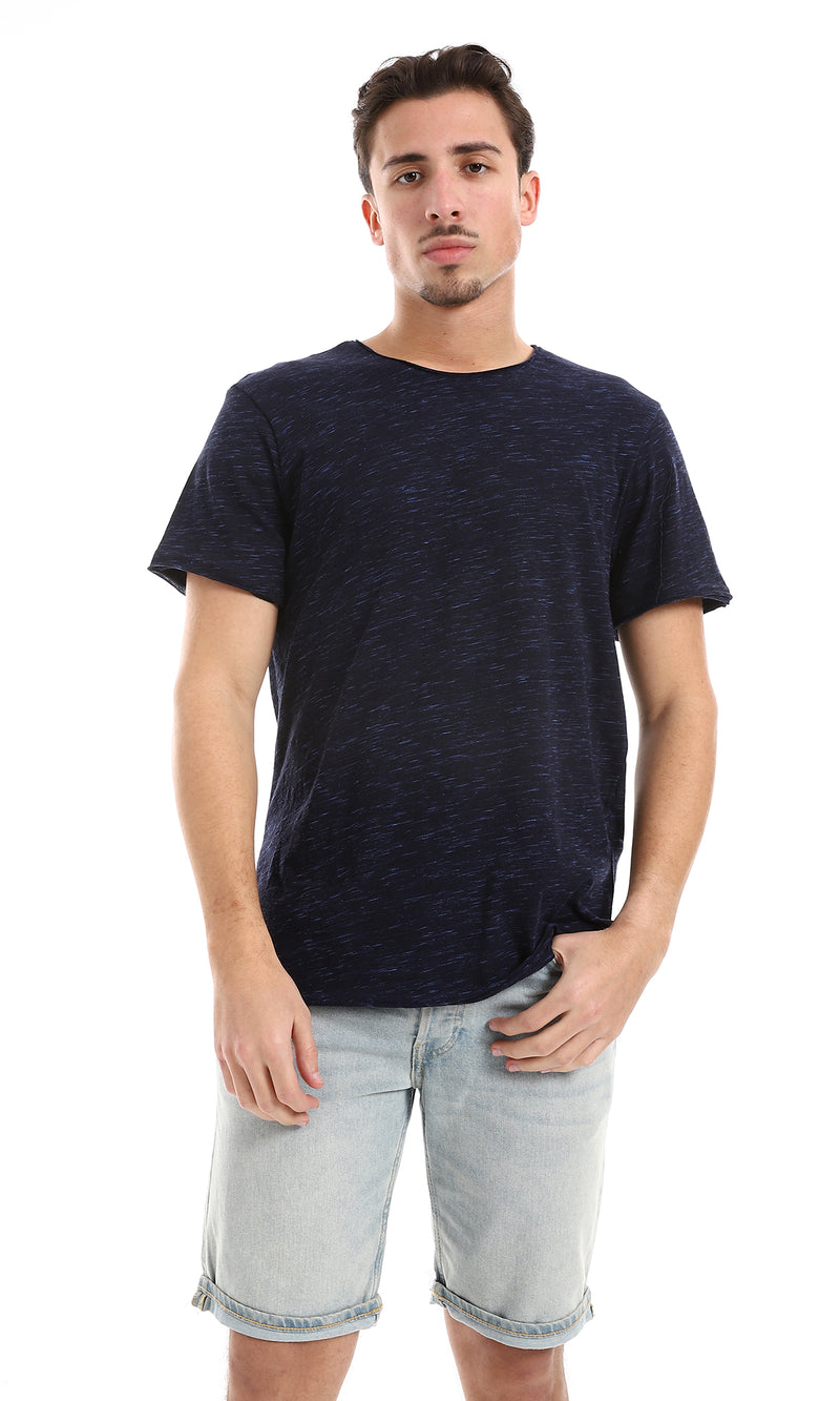 O164599 Heather Navy Blue Round Neck Tee