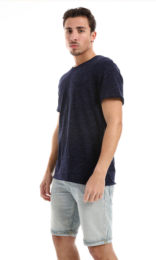 O164599 Heather Navy Blue Round Neck Tee