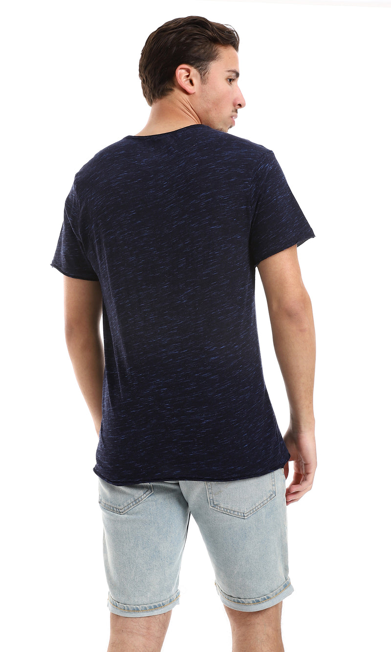 O164599 Heather Navy Blue Round Neck Tee