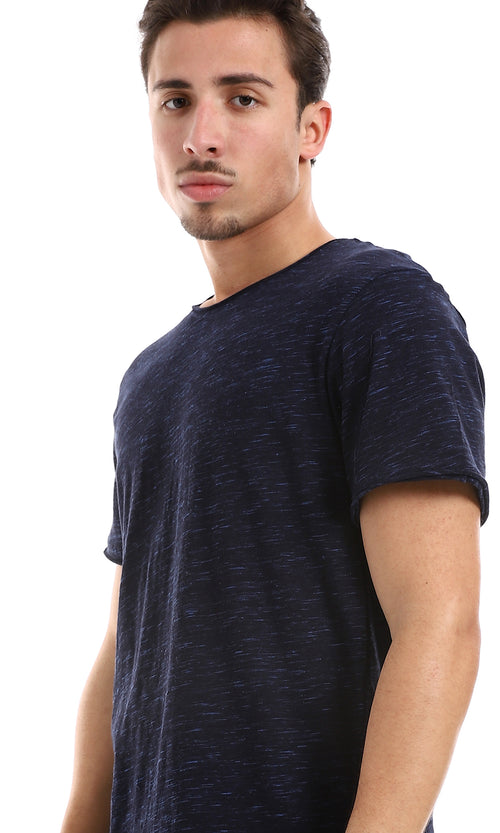 O164599 Heather Navy Blue Round Neck Tee