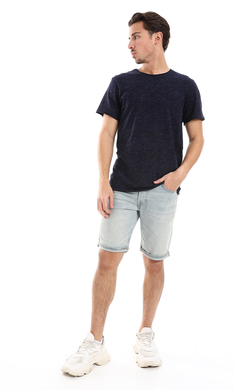 O164599 Heather Navy Blue Round Neck Tee