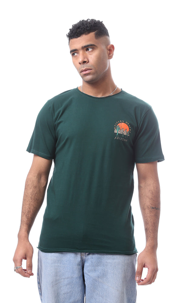 O164602 Front & Back Print Dark Green Summer Tee