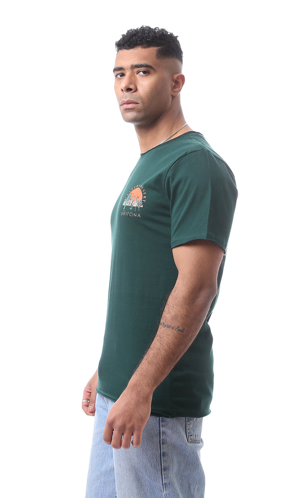 O164602 Front & Back Print Dark Green Summer Tee