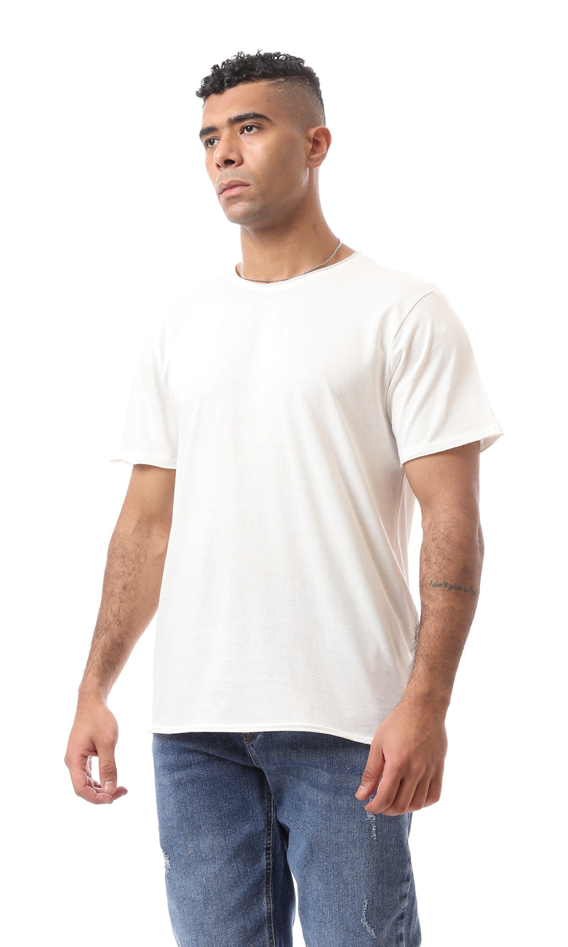 O164604 Off-White Basic T-Shirt Roll Edges Neck & Sleeves