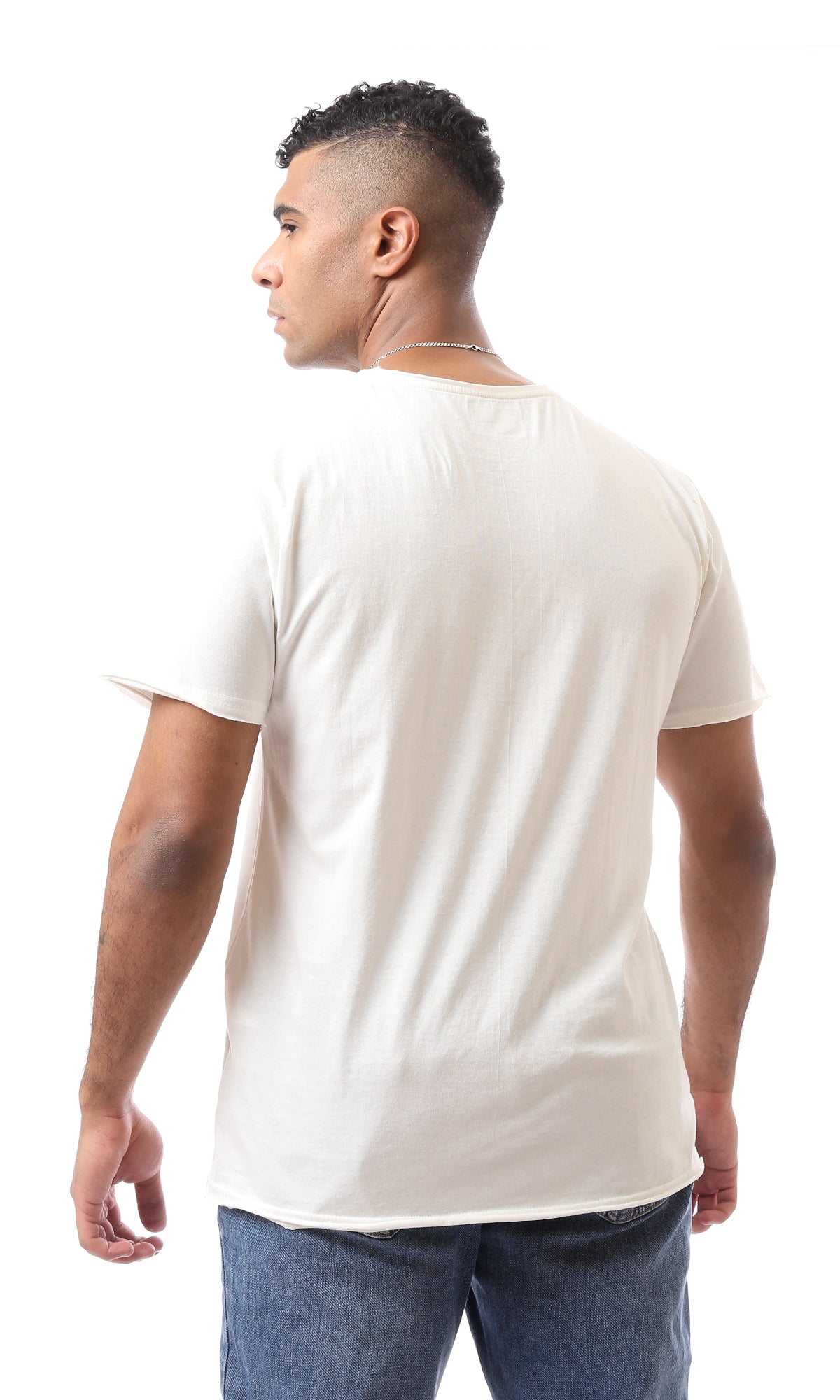 O164604 Off-White Basic T-Shirt Roll Edges Neck & Sleeves