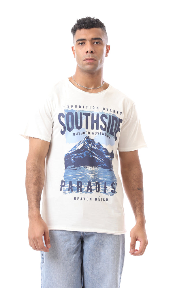 O164605 Off-White Slip On Casual Printed Pattern T-Shirt