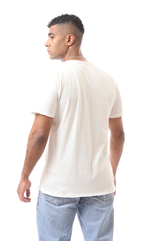 O164605 Off-White Slip On Casual Printed Pattern T-Shirt