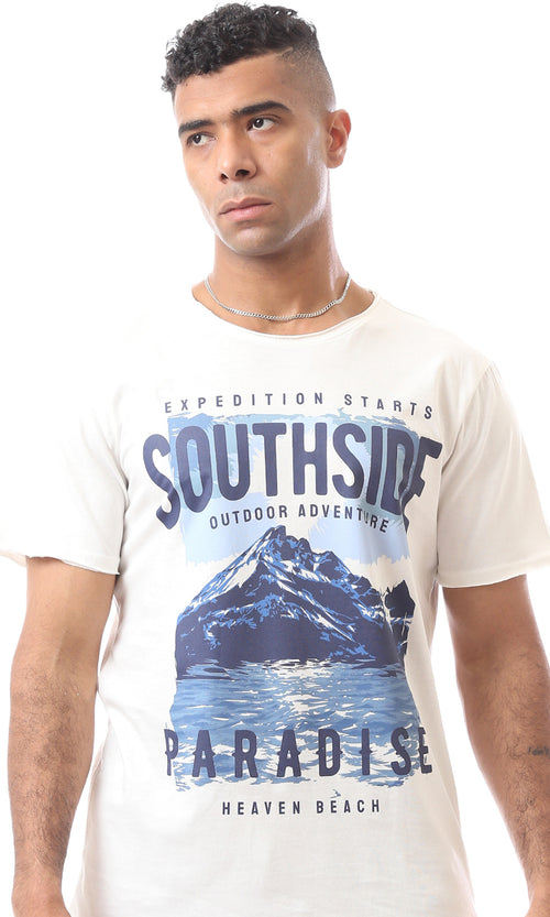 O164605 Off-White Slip On Casual Printed Pattern T-Shirt