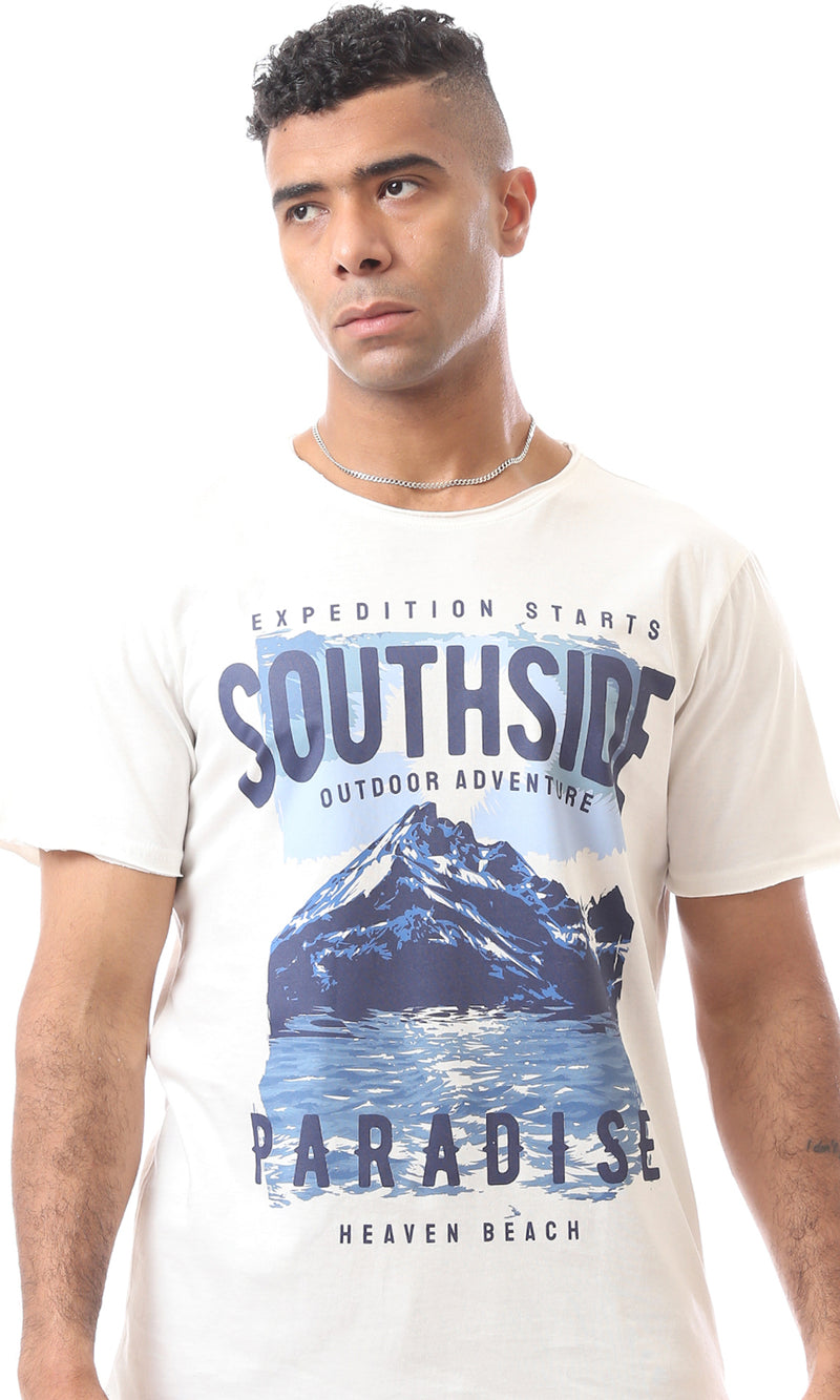 O164605 Off-White Slip On Casual Printed Pattern T-Shirt