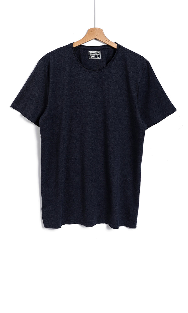 O164617 Basic Short Sleeves Heather Navy Blue T-Shirt