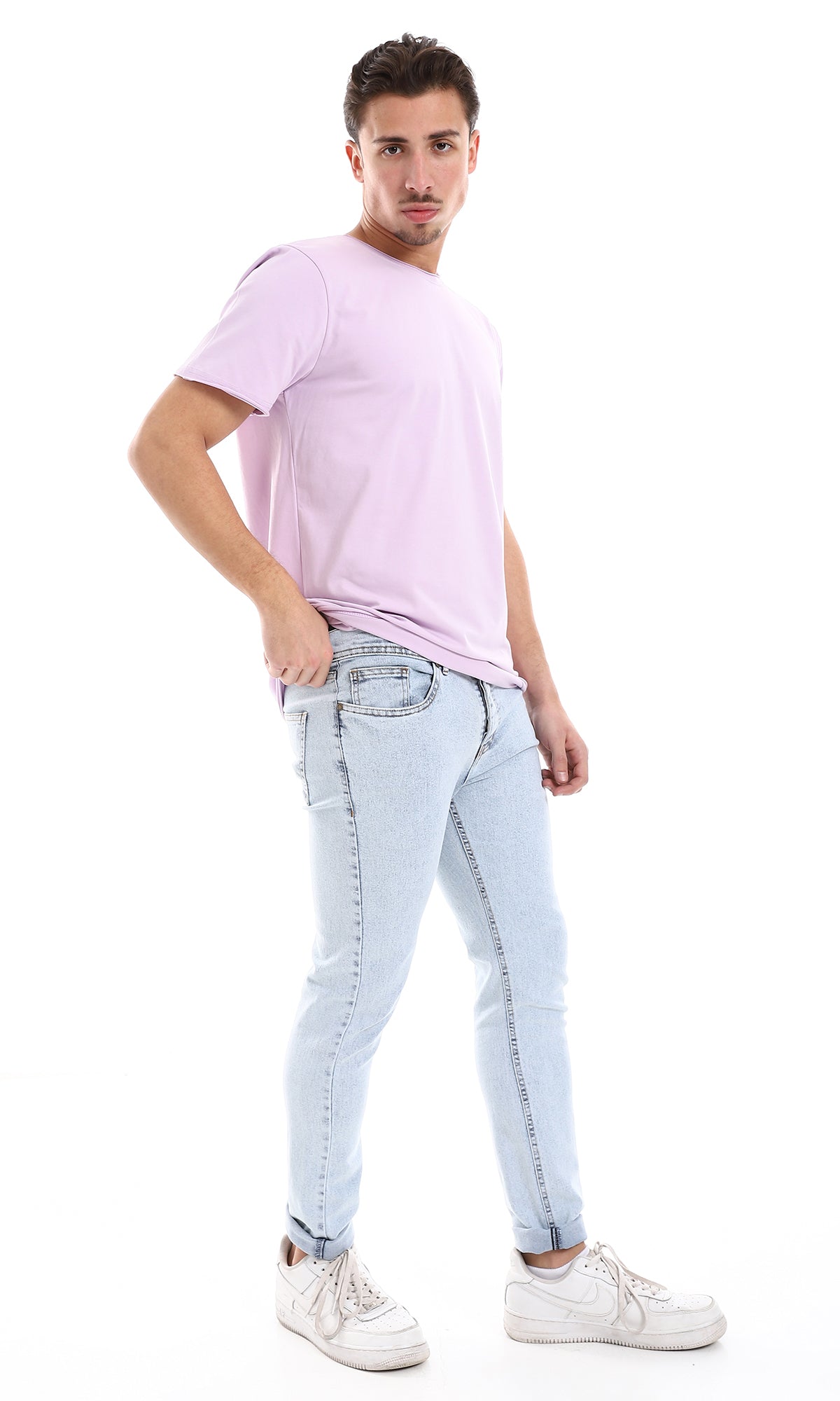 O164620 Slip On Plain Lilac Hips Length Practical Tee