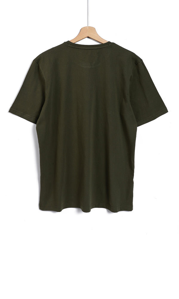 O164621 Plain Basic Solid Patterned T-Shirt - Phthalo Green