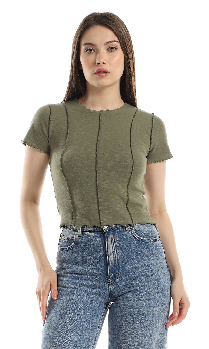 o164635-slip-on-summer-cotton-cap-sleeves-t-shirt-olive-women-short-sleeve-t-shirt