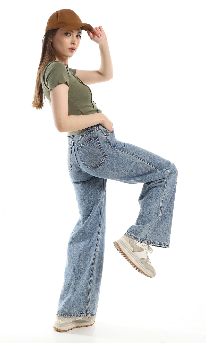 o164635-slip-on-summer-cotton-cap-sleeves-t-shirt-olive-women-short-sleeve-t-shirt