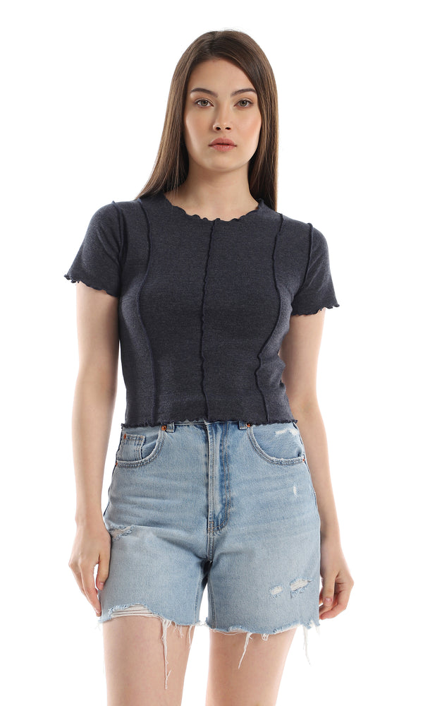 o164655-ruffled-hemline-short-sleeves-round-heather-navy-blue-top-women-short-sleeve-t-shirt