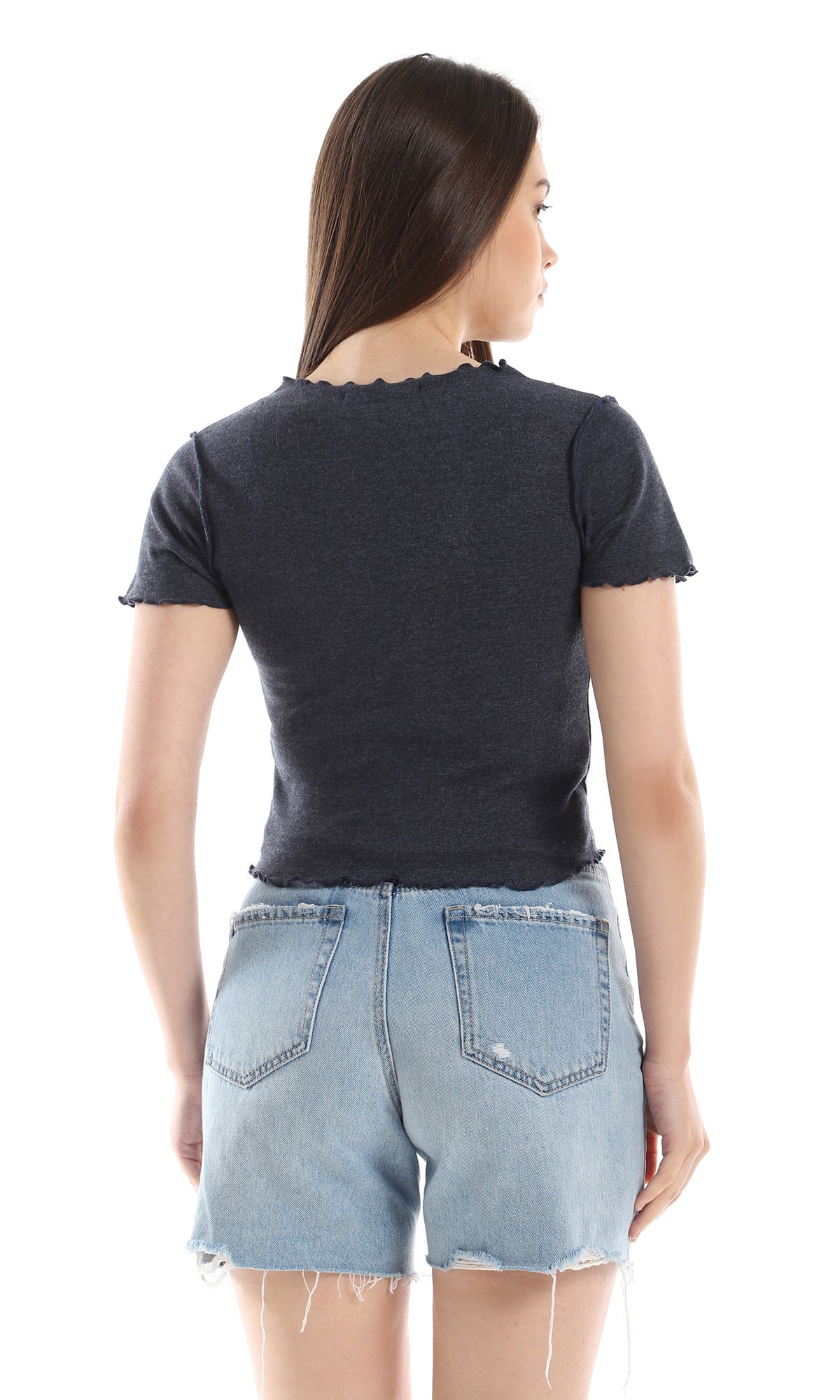 o164655-ruffled-hemline-short-sleeves-round-heather-navy-blue-top-women-short-sleeve-t-shirt
