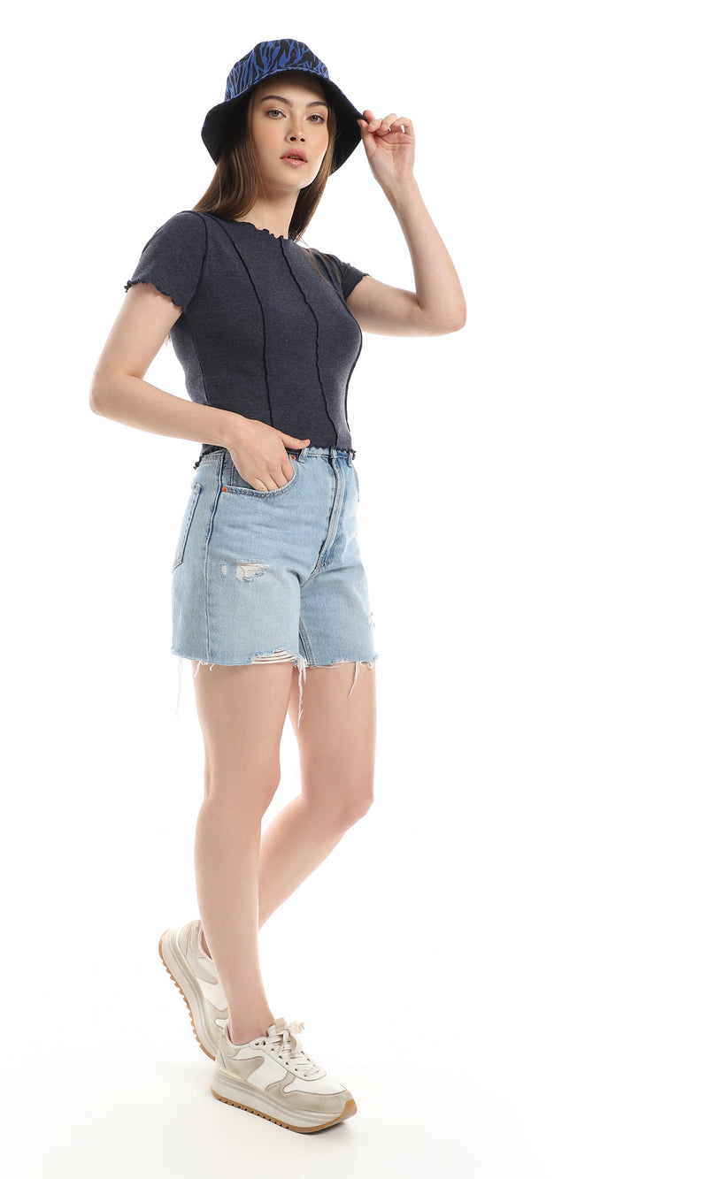 o164655-ruffled-hemline-short-sleeves-round-heather-navy-blue-top-women-short-sleeve-t-shirt