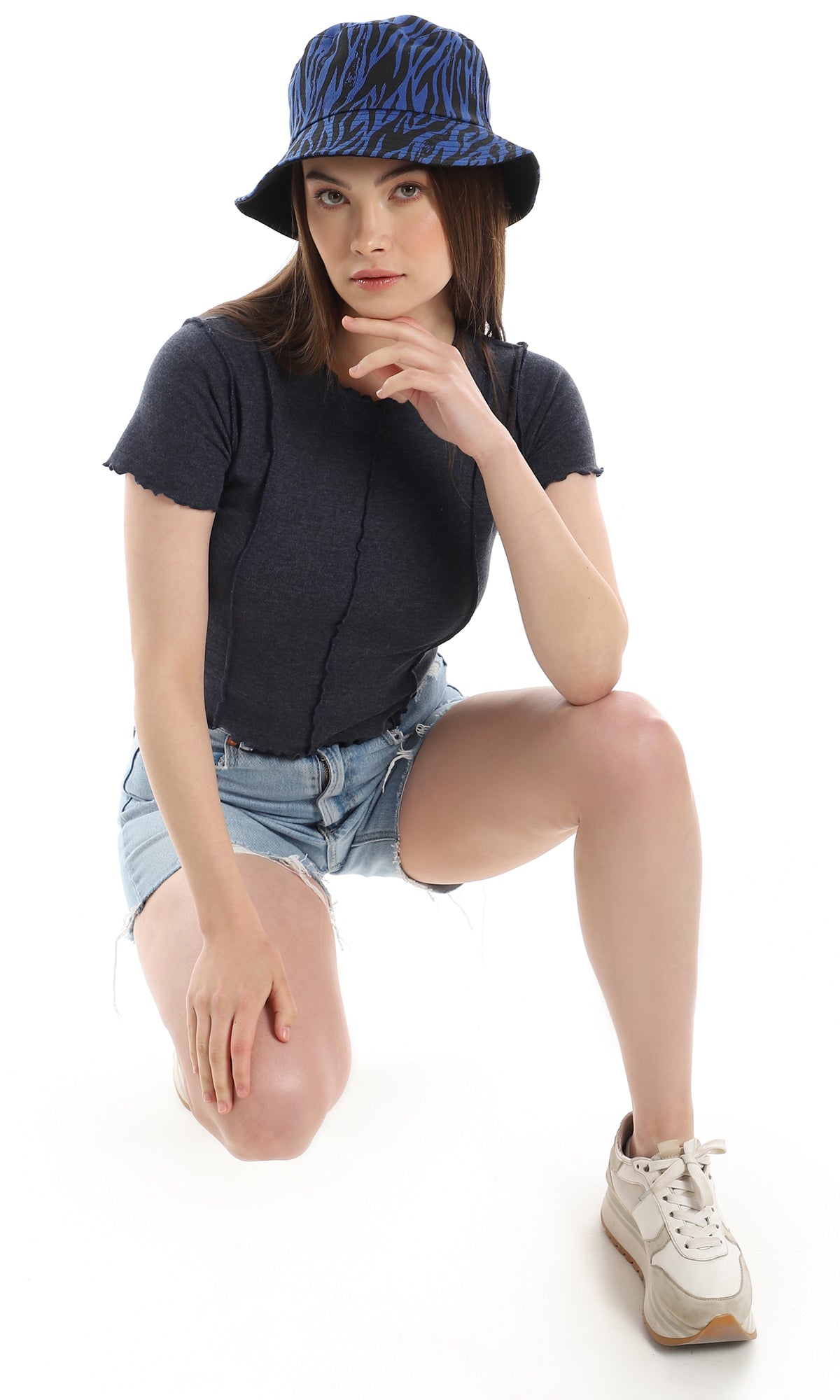 o164655-ruffled-hemline-short-sleeves-round-heather-navy-blue-top-women-short-sleeve-t-shirt