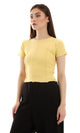o164663-slip-on-yellow-tee-with-stitching-details-women-short-sleeve-t-shirt