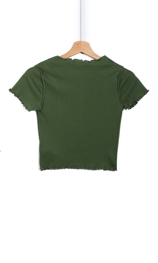 o164670-seaweed-green-short-sleeves-stitched-detailed-tee-women-short-sleeve-t-shirt