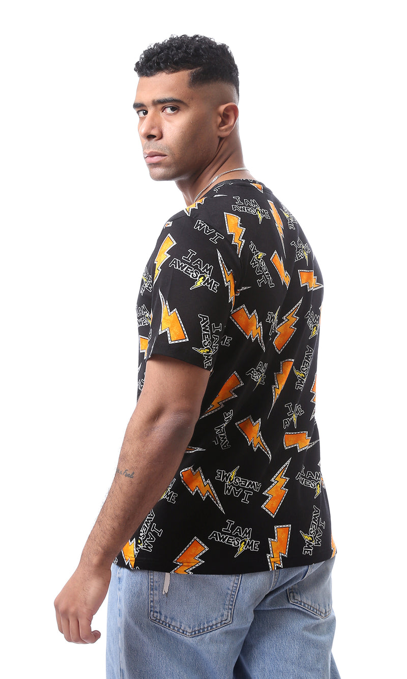 O164735 Ribbed Crew Neck Flash Black Summer Tee