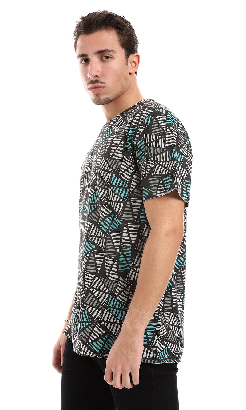 O164759 Teal Green & Grey Shades Hips Length Tee