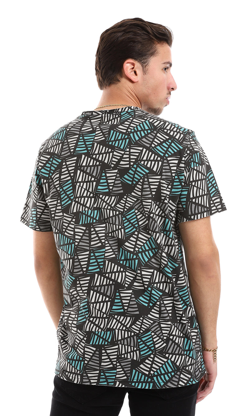 O164759 Teal Green & Grey Shades Hips Length Tee