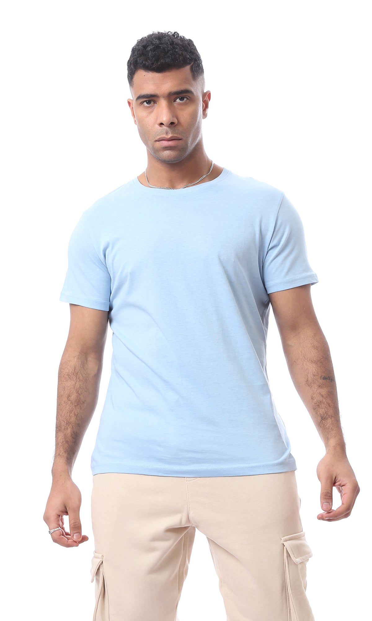 O165972 Slip On Comfy Lightweight Baby Blue Basic Tee
