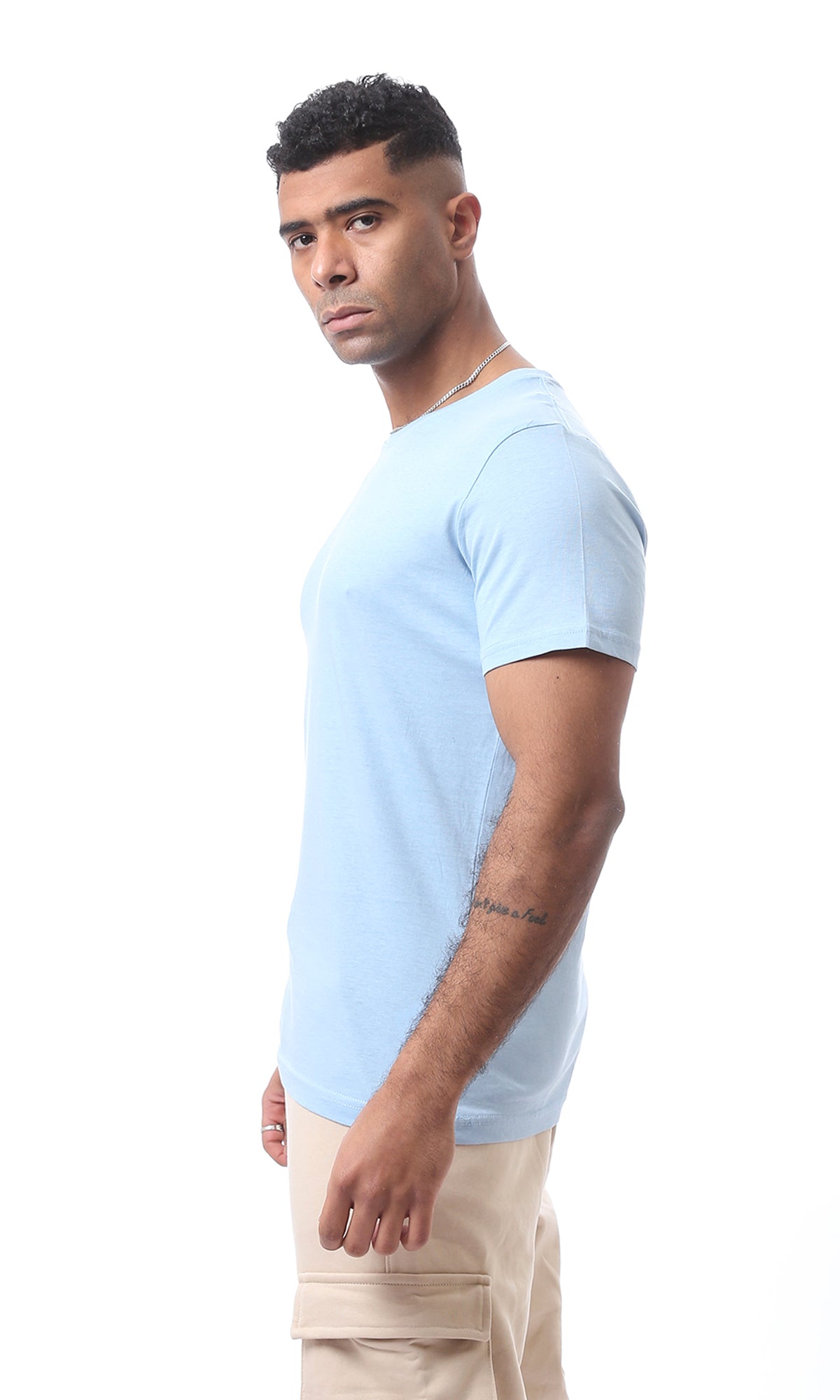 O165972 Slip On Comfy Lightweight Baby Blue Basic Tee