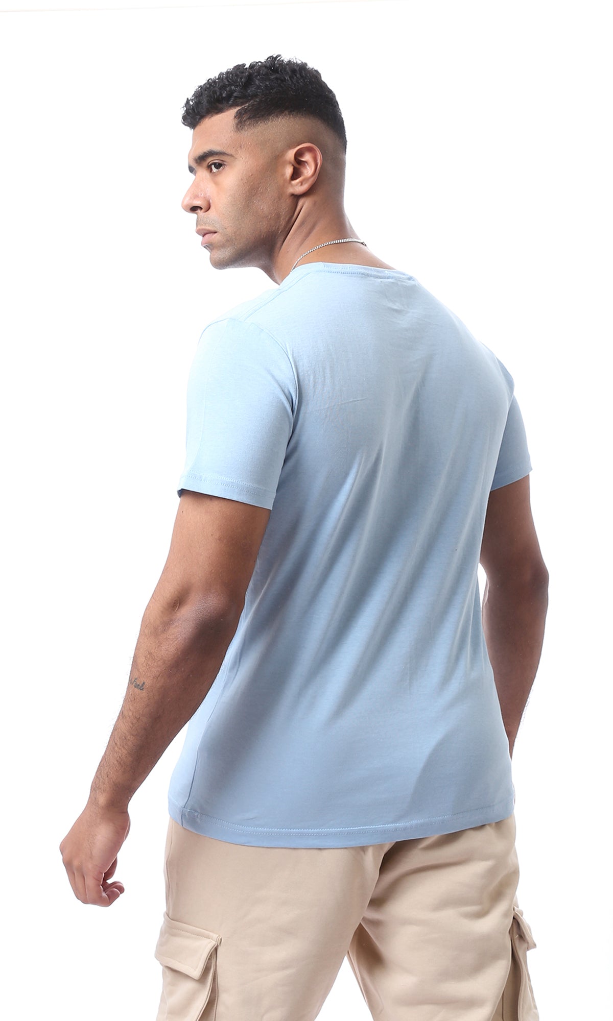 O165972 Slip On Comfy Lightweight Baby Blue Basic Tee