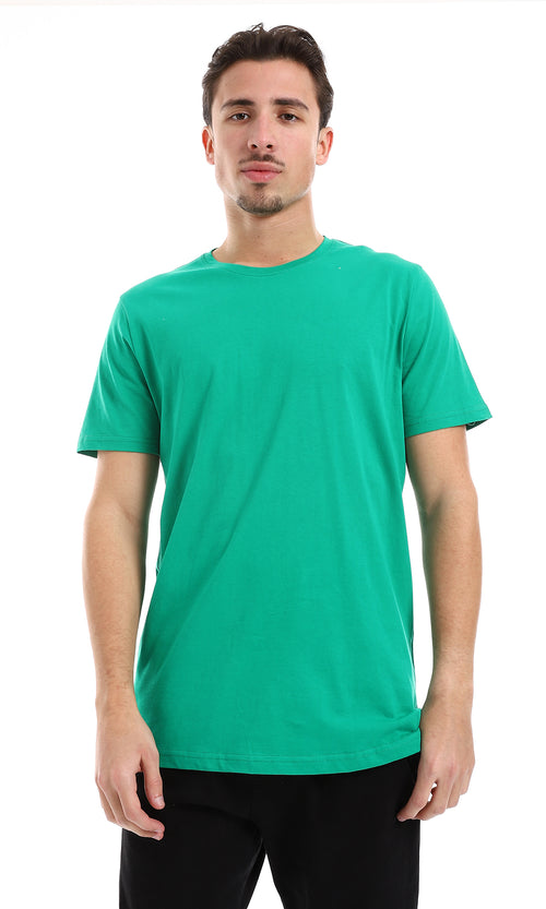 O165974 Slip On Plain Green Cotton Tee