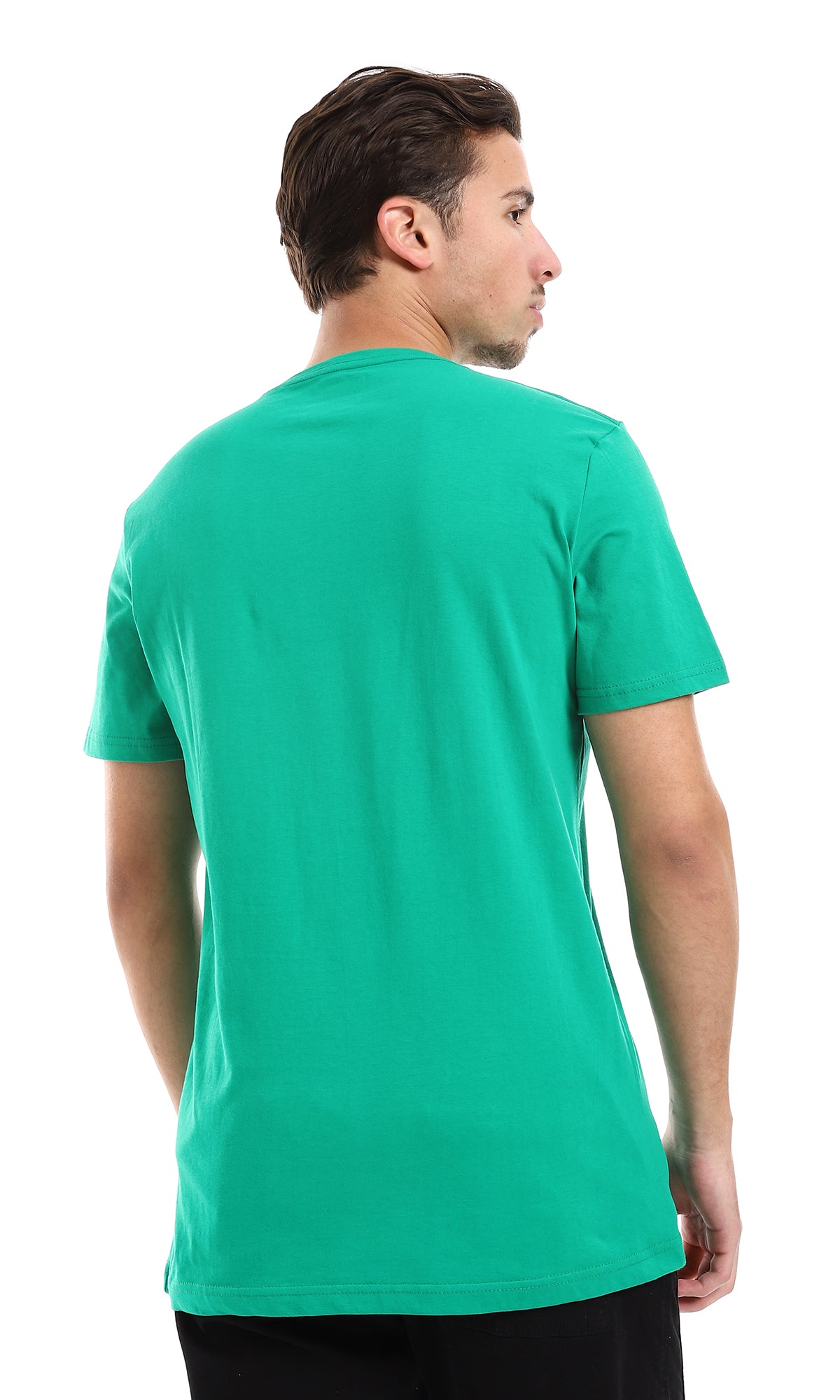 O165974 Slip On Plain Green Cotton Tee
