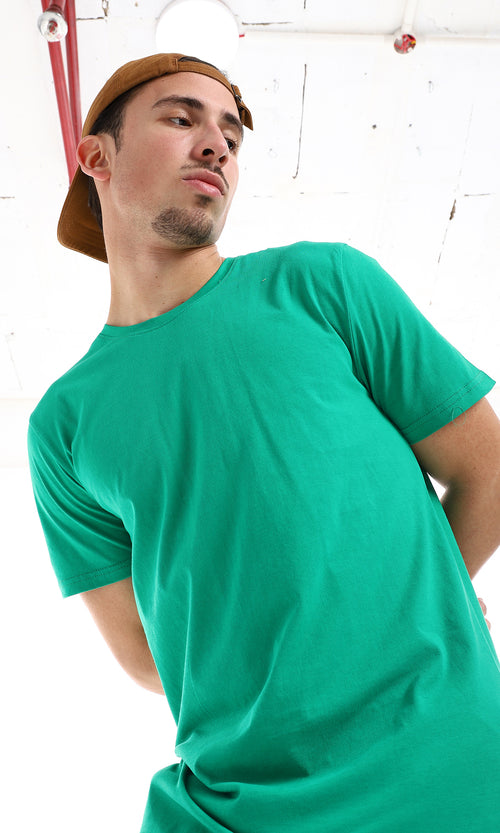 O165974 Slip On Plain Green Cotton Tee
