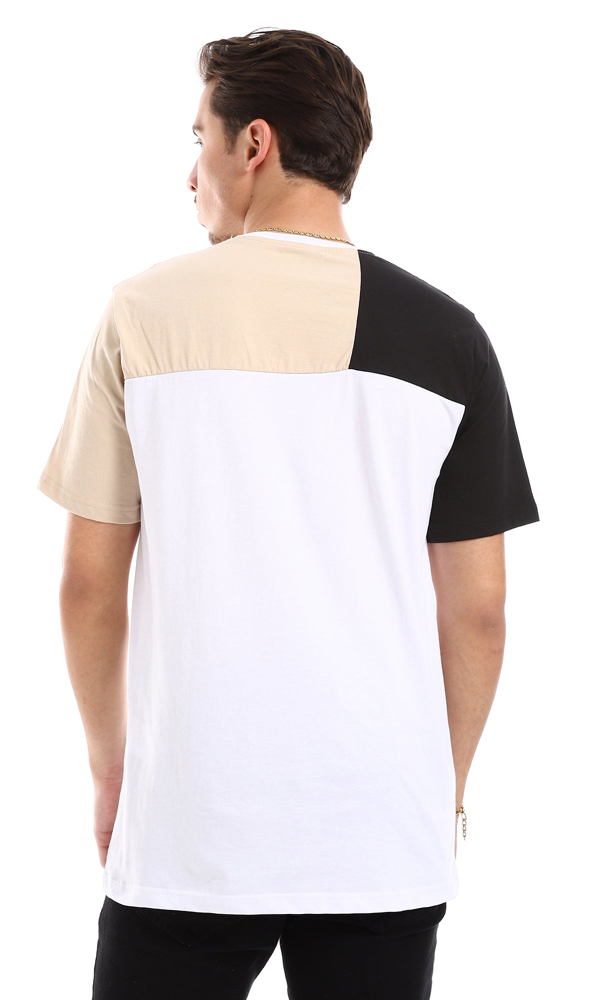 O165975 Black & Beige Sleeves For A White Tee