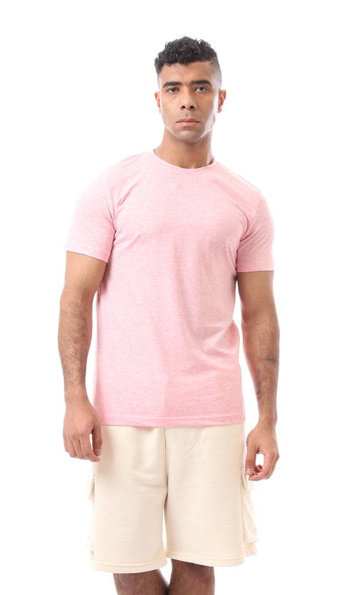 O165977 Comfortable Heather Dark Rose Basic Cotton T-Shirt