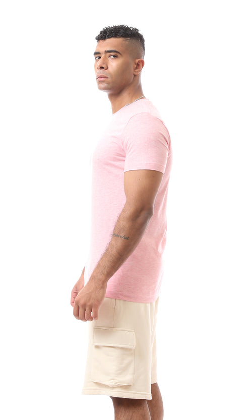 O165977 Comfortable Heather Dark Rose Basic Cotton T-Shirt