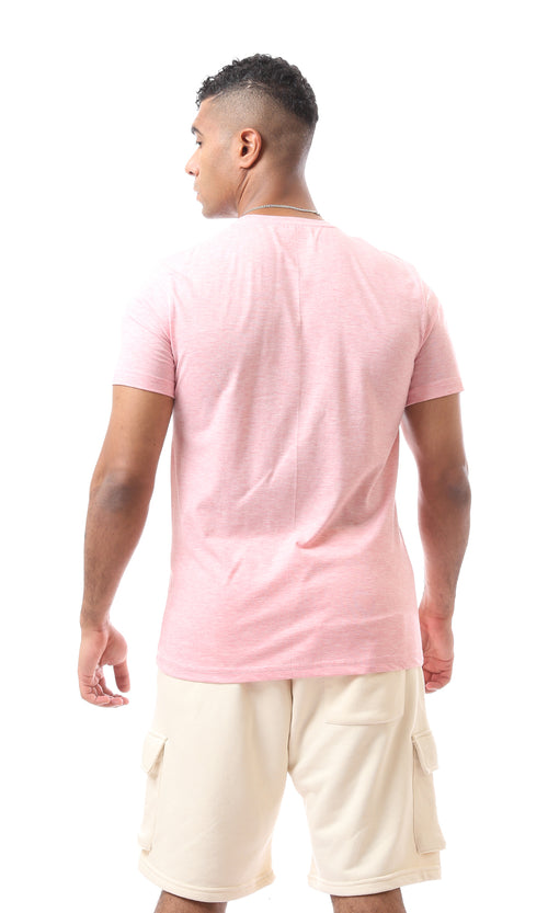 O165977 Comfortable Heather Dark Rose Basic Cotton T-Shirt
