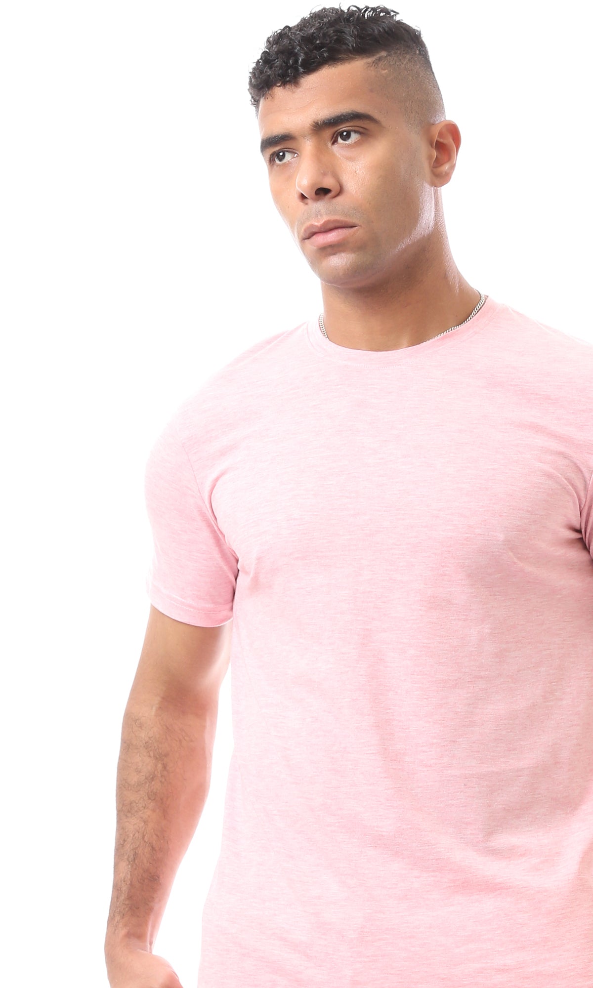O165977 Comfortable Heather Dark Rose Basic Cotton T-Shirt