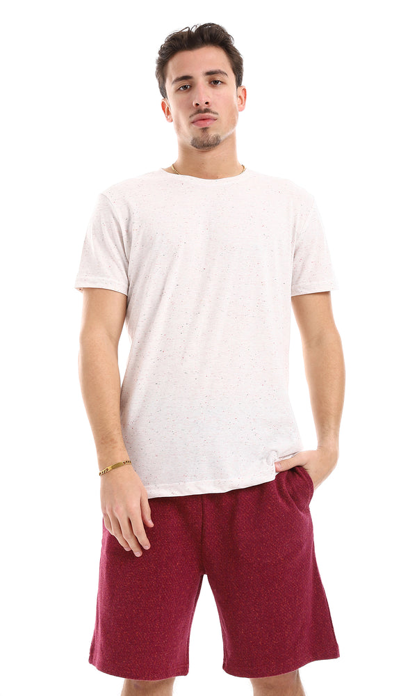 O165978 Red & Green Dots Over Heather Beige Tee